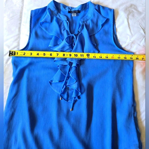 Tommy Hilfiger Vibrant Blue Ruffled Sleeveless Top Size Medium - Picture 10 of 11